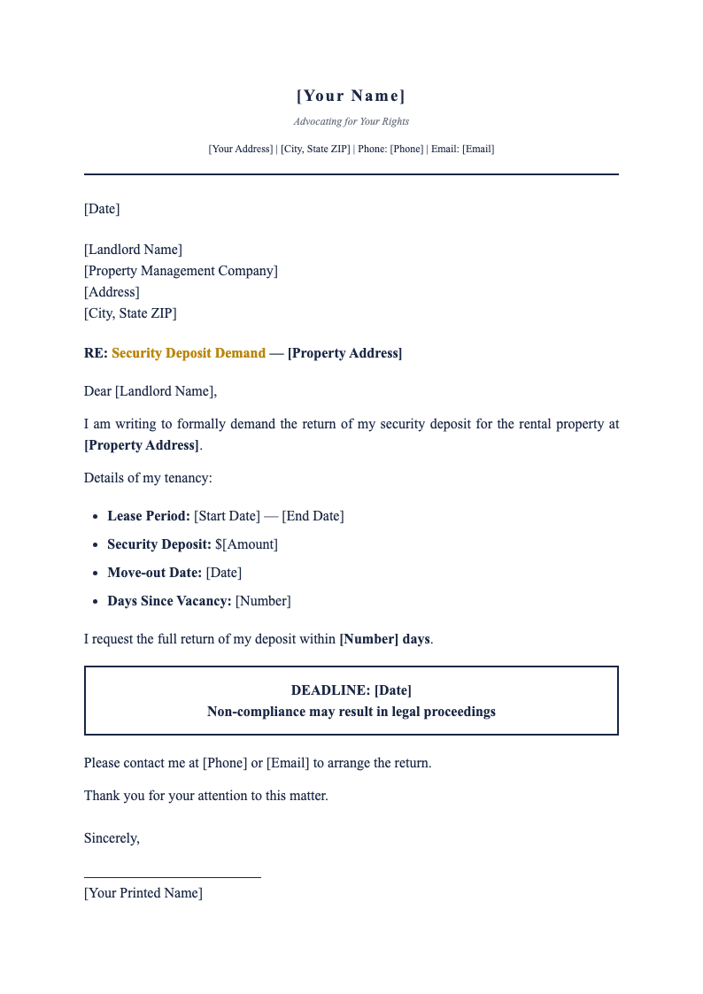 Traditional letterhead demand letter